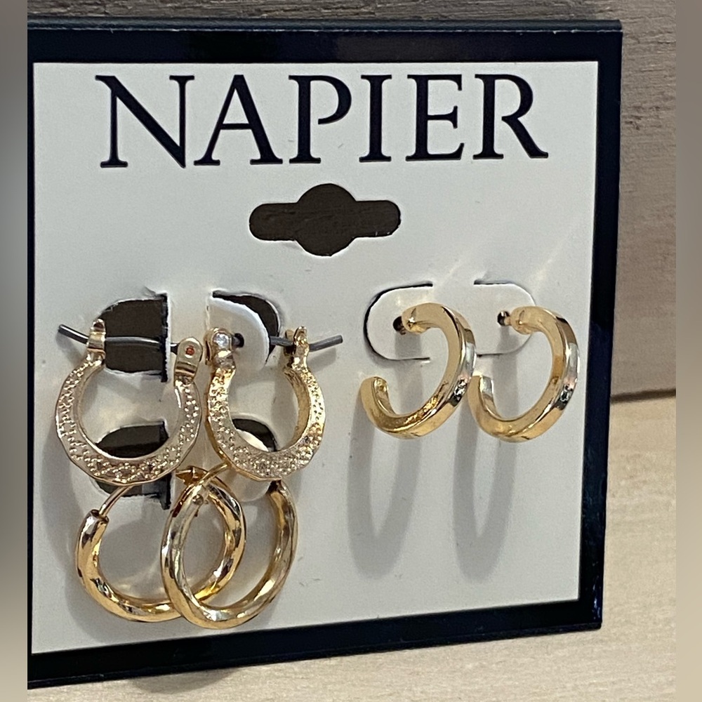 Small Hoops Gold Tone Earrings set